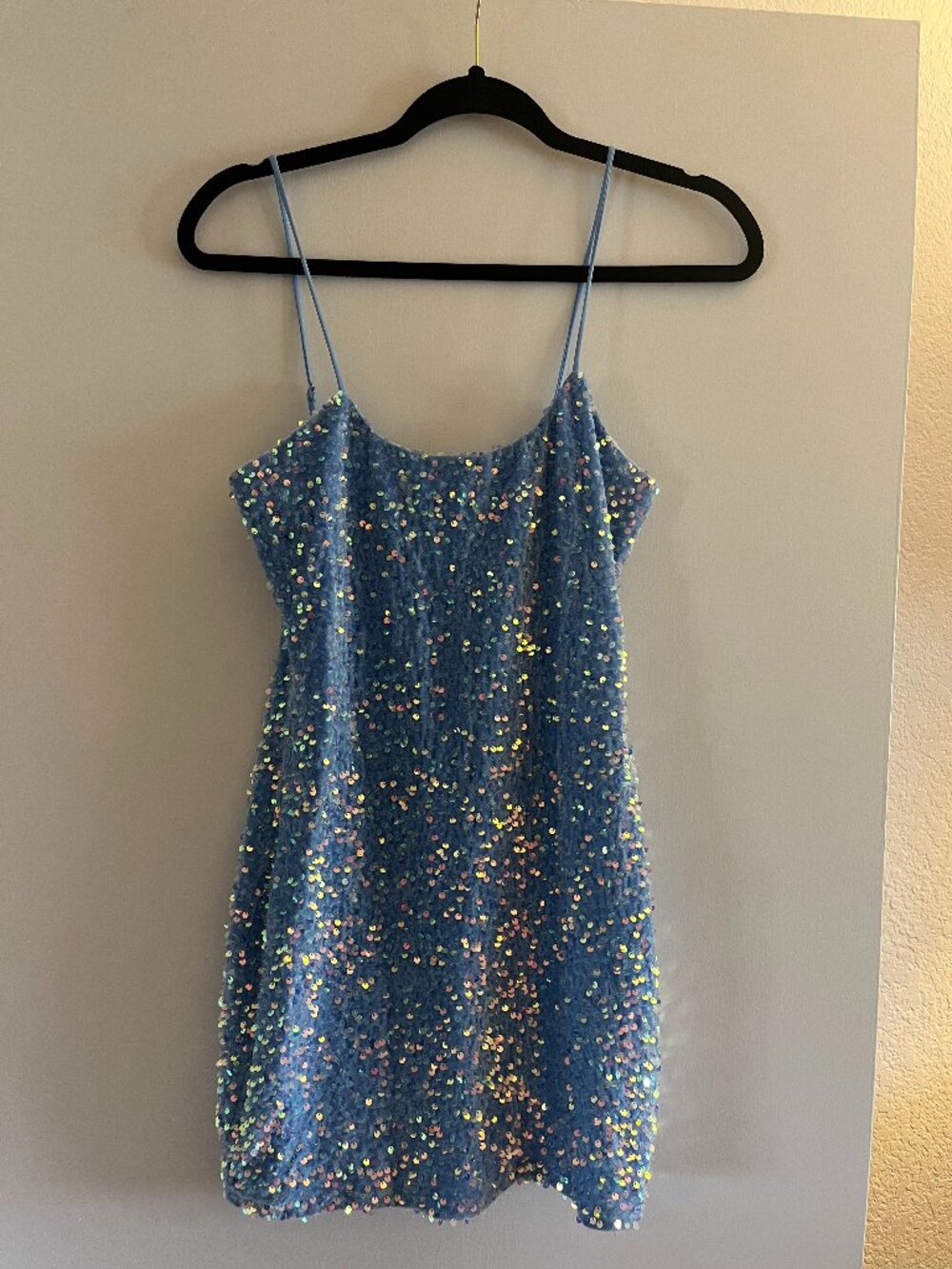 Lucy in the Sky Raelynn Iridescent Sequin Bodycon Dress Baby Blue Medium